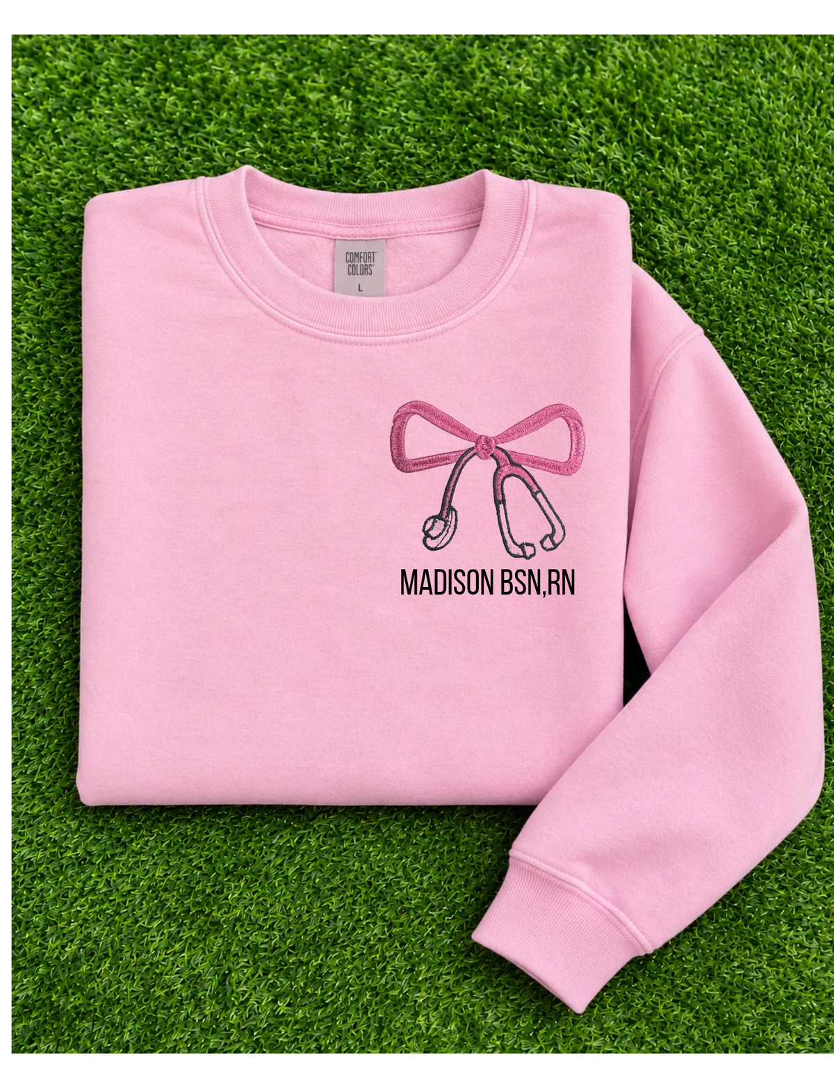 Stethoscope Bow Embroidered Crewneck Sweatshirt