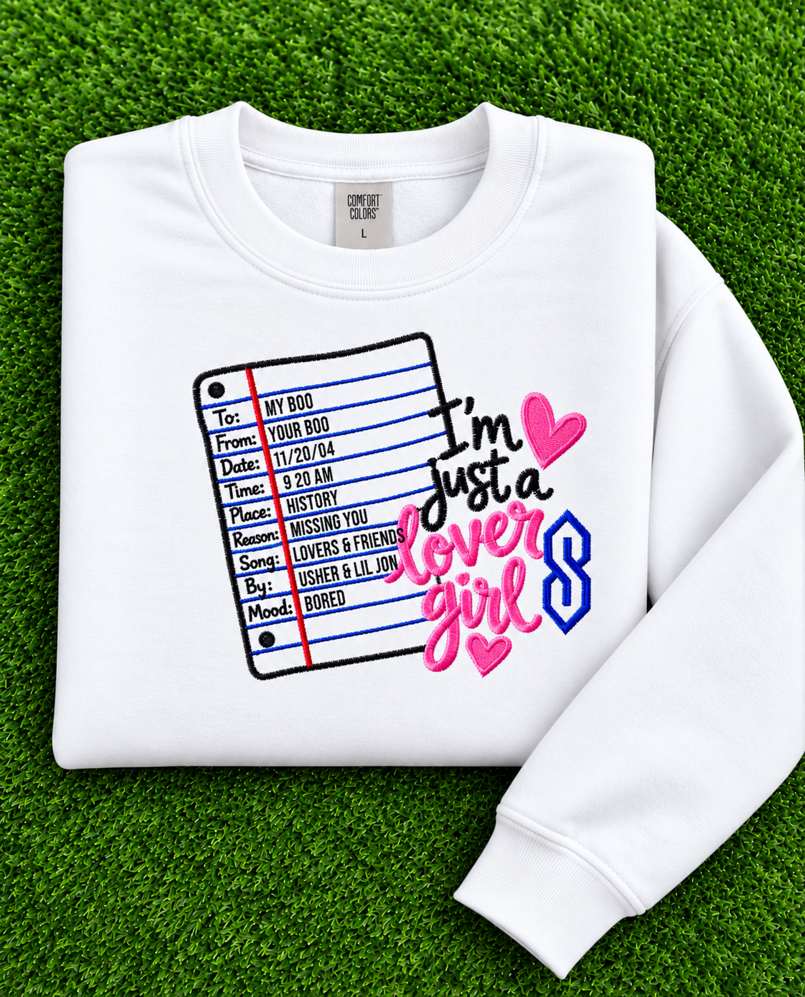 Y2K Custom Lover Girl Embroidered Crewneck
