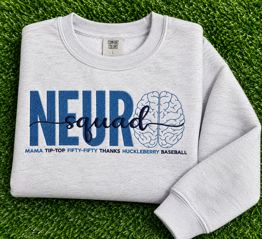 Neuro Squad Embroidered Crewneck Sweatshirt | Neurology Healthcare Crewneck | Team Gift