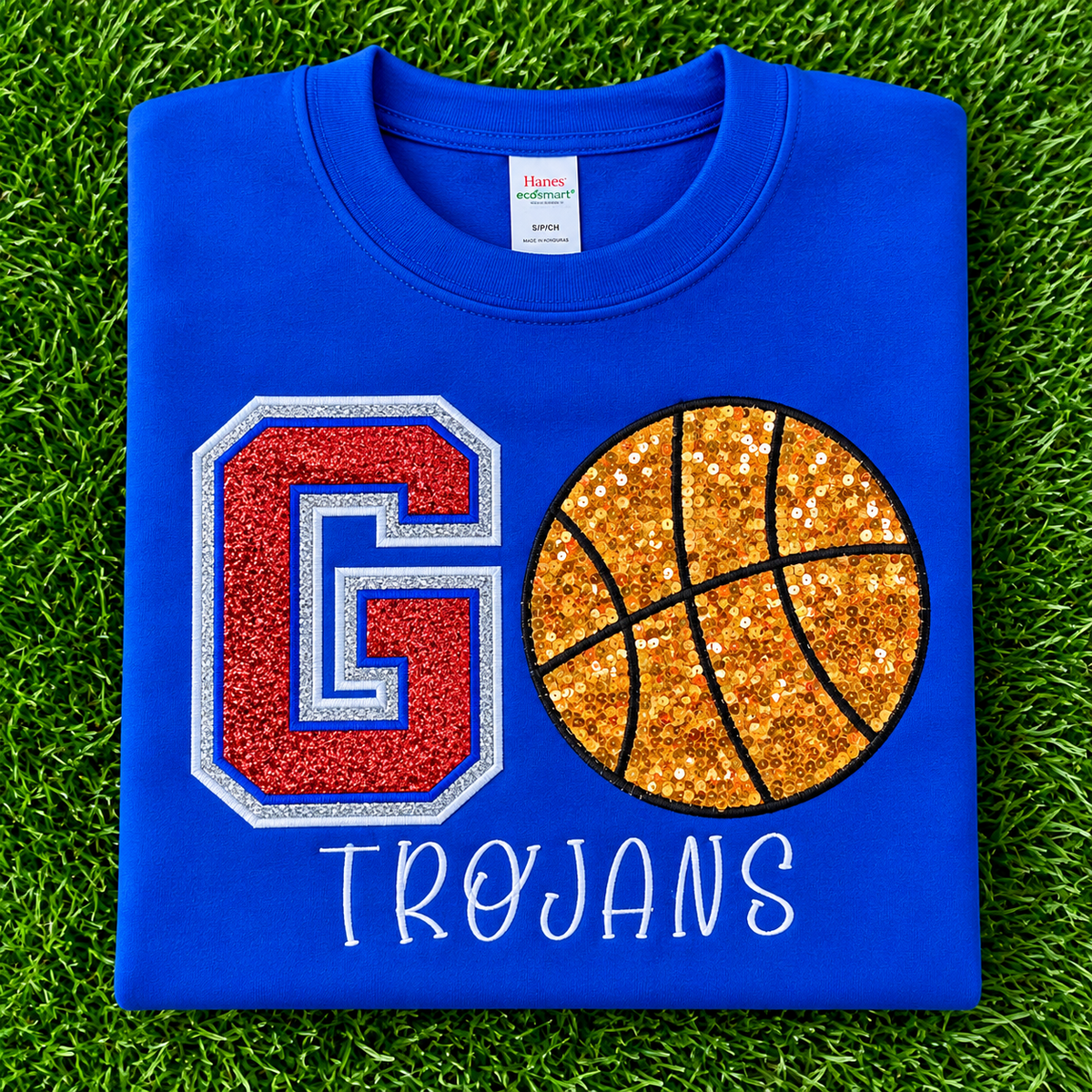 Basketball Sequin Personalized Crewneck