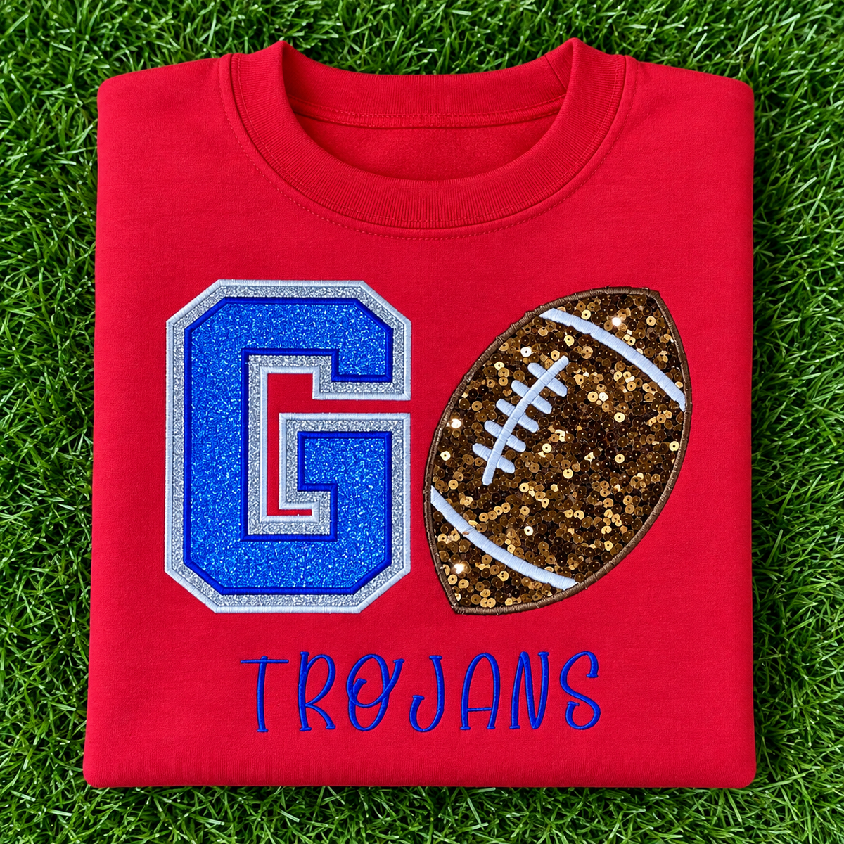 Football Sequin Personalized Crewneck