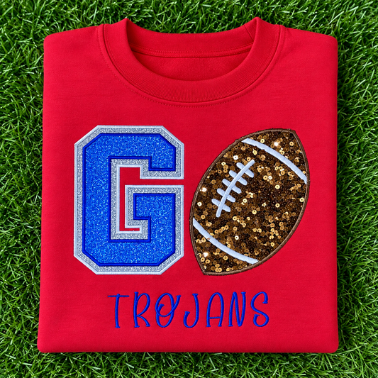 Football Sequin Personalized Crewneck