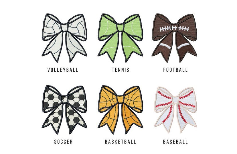 Personalized  Sports Mom Long Sleeve T-Shirt | Custom Embroidered Sports Bow