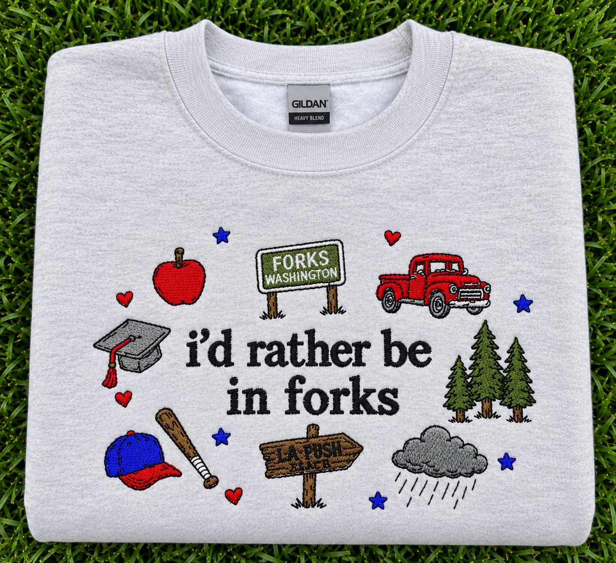 I'd Rather Be in Forks Embroidered Sweatshirt | Twilight Inspired Crewneck